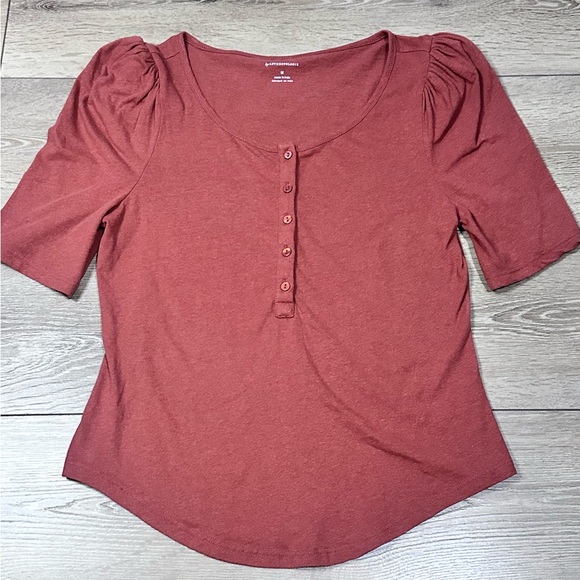 Anthropologie Puff Sleeve Henley Top - Picture 7 of 14